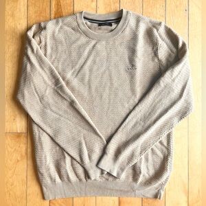 GANT 100% Cotton Beige Tan Crewneck Textured Sweater Size Large